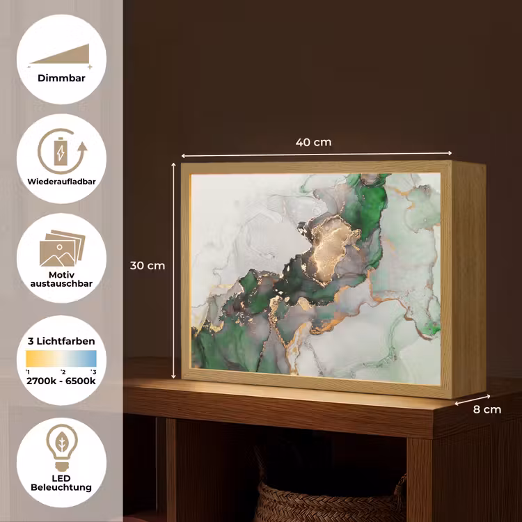 Marmer - Goud - Groen - Luxe Light Box met batterij (Wandlamp) middel -USP_websiteoverzichtDE