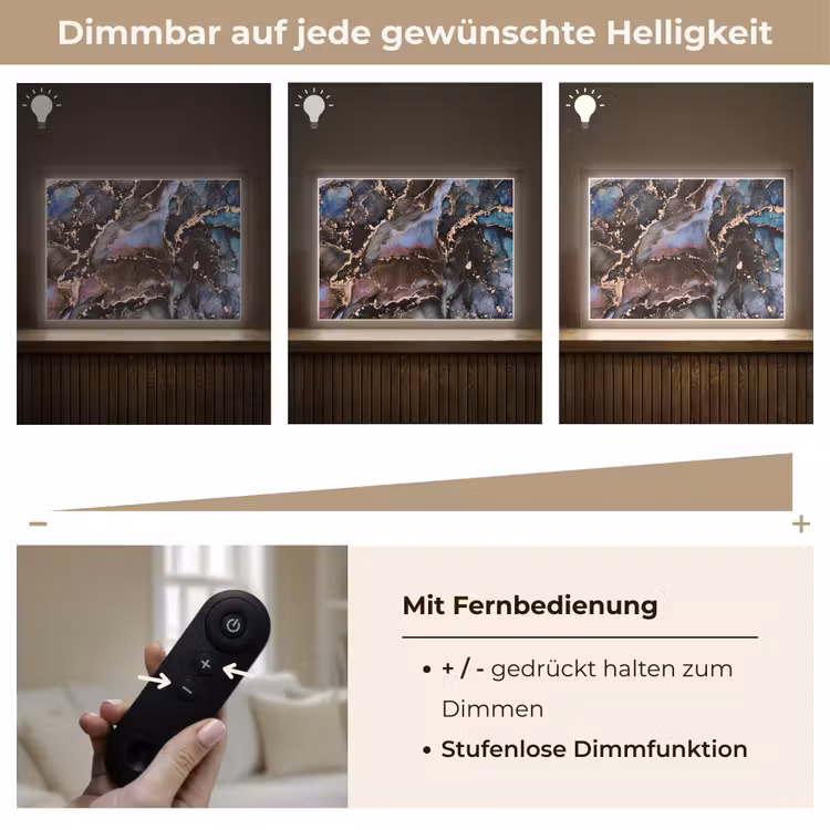 Marmer - Goud - Rosé Light Box met batterij (Wandlamp) middel -USP_dimbaarDE