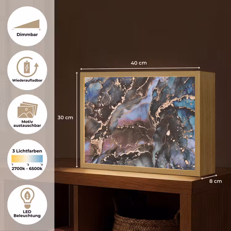 Marmer - Goud - Rosé Light Box met batterij (Wandlamp) middel -USP_websiteoverzichtDE