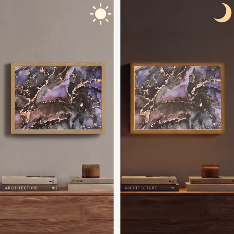 Marmer - Goud - Roze Light Box met batterij (Wandlamp) middel -sfeer3