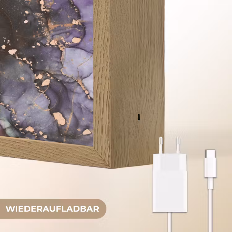 Marmer - Goud - Roze Light Box met batterij (Wandlamp) middel -USP_websiteoplaadbaarDE