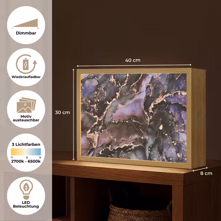 Marmer - Goud - Roze Light Box met batterij (Wandlamp) middel -USP_websiteoverzichtDE