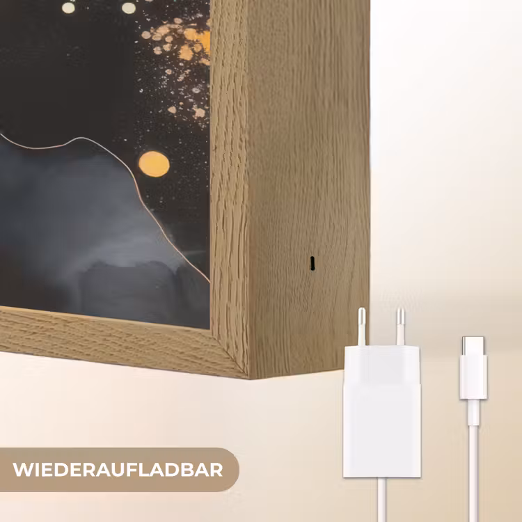 Marmer - Goud - Zwart - Abstract - Modern Light Box met batterij (Wandlamp) middel -USP_websiteoplaadbaarDE