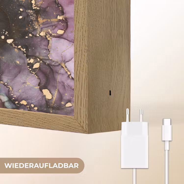 Marmer - Gold - Steen - Abstract Light Box met batterij (Wandlamp) middel -USP_websiteoplaadbaarDE