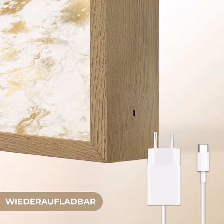 Marmer - Goud - Structuur Light Box met batterij (Wandlamp) middel 907 -USP_websiteoplaadbaarDE