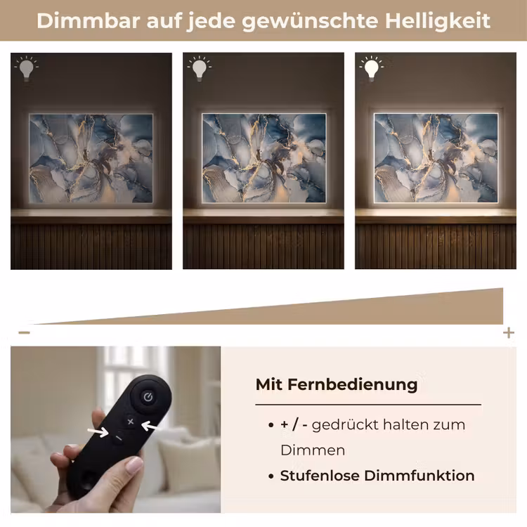 Marmer - Grijs - Blauw - Luxe - Goud Light Box met batterij (Wandlamp) middel -USP_dimbaarDE