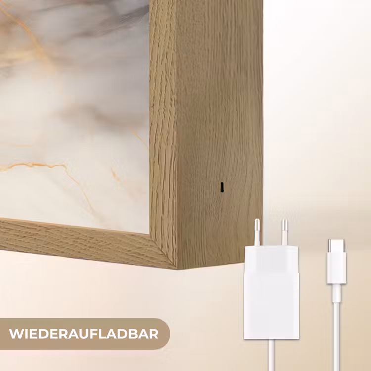 Marmer - Grijs - Goud Light Box met batterij (Wandlamp) middel -USP_websiteoplaadbaarDE