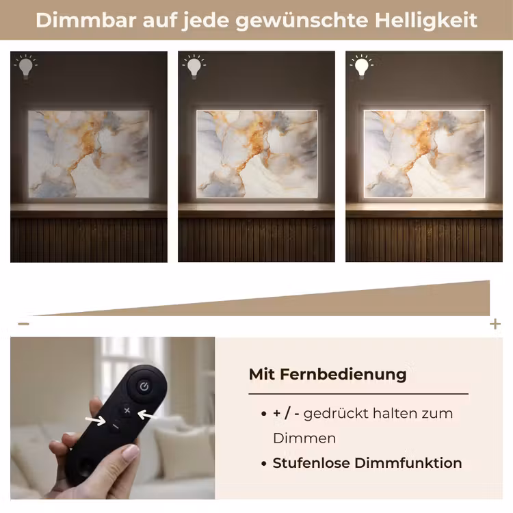 Marmer - Grijs - Goud Light Box met batterij (Wandlamp) middel -USP_dimbaarDE