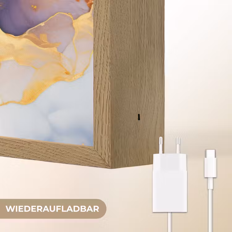 Marmer - Paars - Lila - Goud - Abstract Light Box met batterij (Wandlamp) middel -USP_websiteoplaadbaarDE