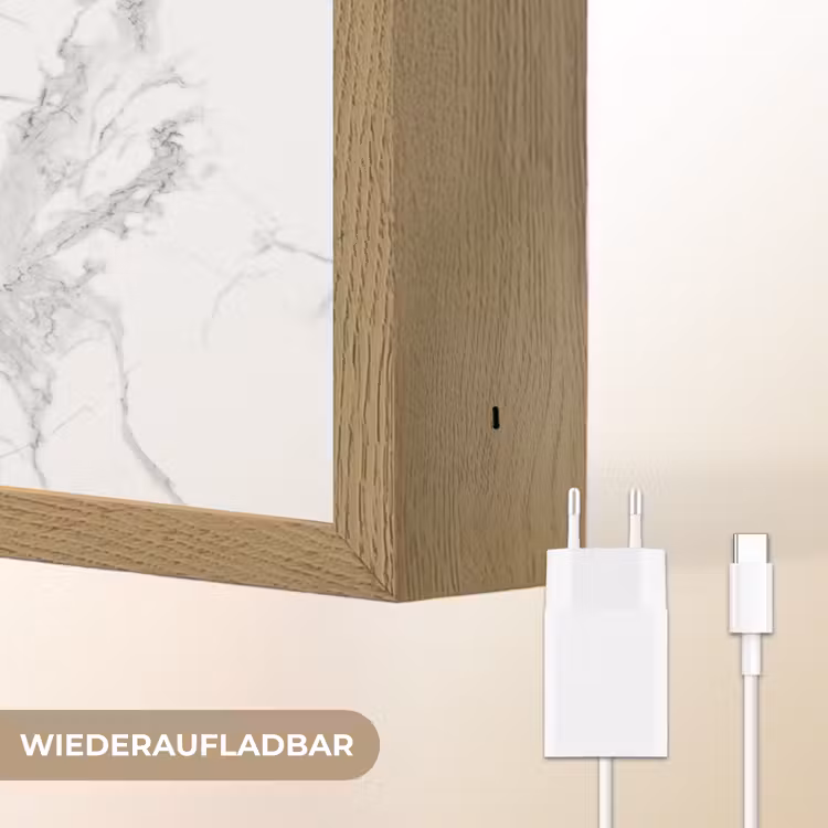 Marmer - Zuiver - Grijs - Aders Light Box met batterij (Wandlamp) middel 907 -USP_websiteoplaadbaarDE