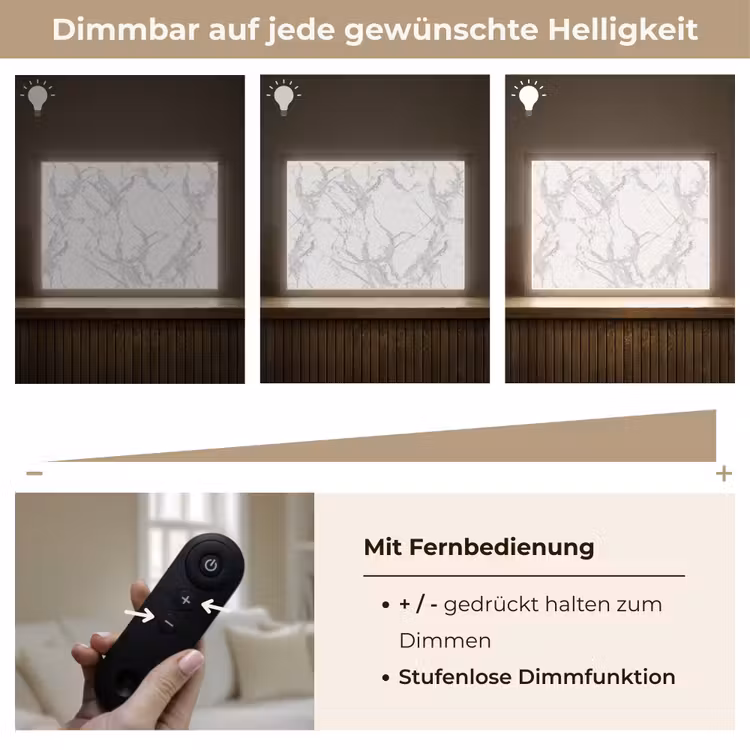Marmer - Zuiver - Grijs - Aders Light Box met batterij (Wandlamp) middel 907 -USP_dimbaarDE