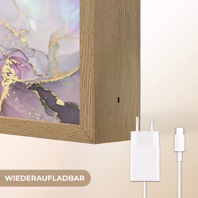 Marmer - Roze - Paars - Gold Light Box met batterij (Wandlamp) middel -USP_websiteoplaadbaarDE