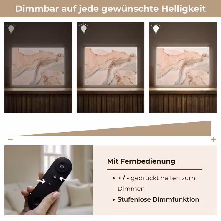 Marmer - Roze - Rosé Light Box met batterij (Wandlamp) middel -USP_dimbaarDE