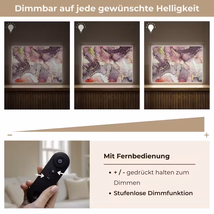 Marmer - Rood - Paars - Goud Light Box met batterij (Wandlamp) middel -USP_dimbaarDE