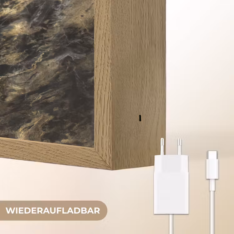 Marmer - Zwart - Goud Light Box met batterij (Wandlamp) middel 907 -USP_websiteoplaadbaarDE