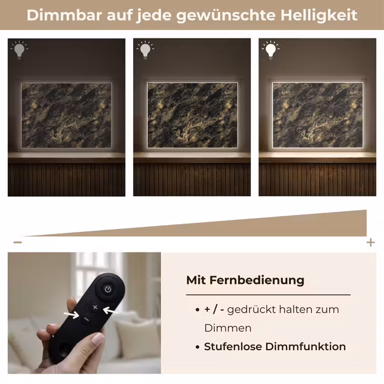 Marmer - Zwart - Goud Light Box met batterij (Wandlamp) middel 907 -USP_dimbaarDE