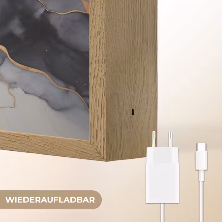 Marmer - Zwart - Goud - Wit Light Box met batterij (Wandlamp) middel -USP_websiteoplaadbaarDE