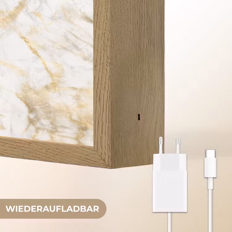 Marmer - Wit - Expressief - Goudaccenten Light Box met batterij (Wandlamp) middel 907 -USP_websiteoplaadbaarDE