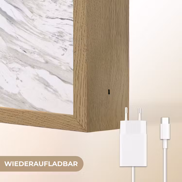 Marmer - Wit - Grijsgroen Light Box met batterij (Wandlamp) middel 907 -USP_websiteoplaadbaarDE