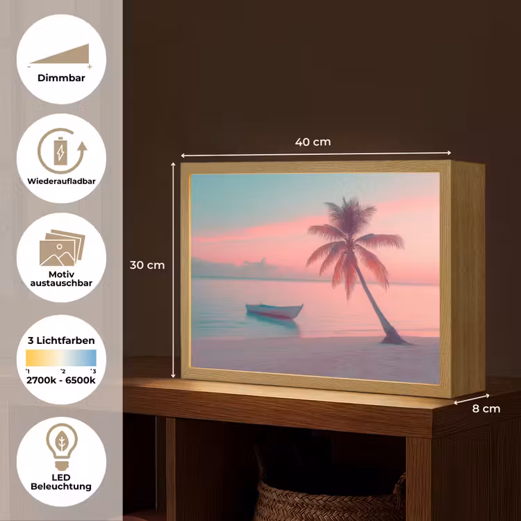 Zee - Boot - Zonsondergang Light Box met batterij (Wandlamp) middel -USP_websiteoverzichtDE