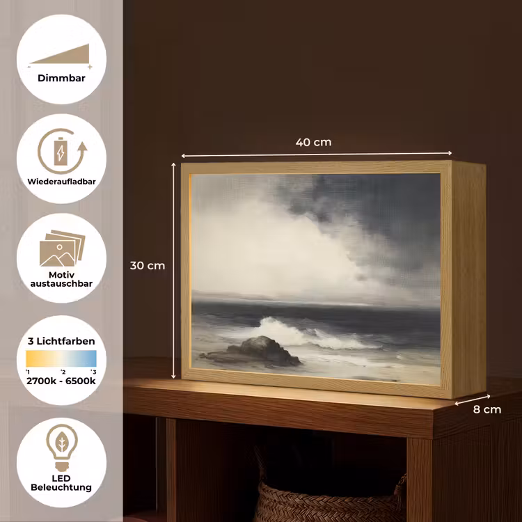 Zee - Rotsen - Storm Light Box met batterij (Wandlamp) middel -USP_websiteoverzichtDE