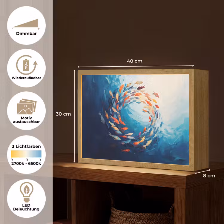 Zee - Vissen - Kleurrijk - Dynamisch Light Box met batterij (Wandlamp) middel -USP_websiteoverzichtDE