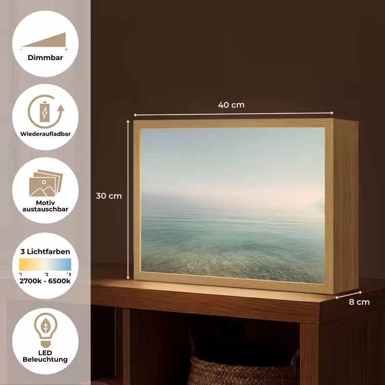 Zee - Horizon - Blauw - Mist Light Box met batterij (Wandlamp) middel -USP_websiteoverzichtDE