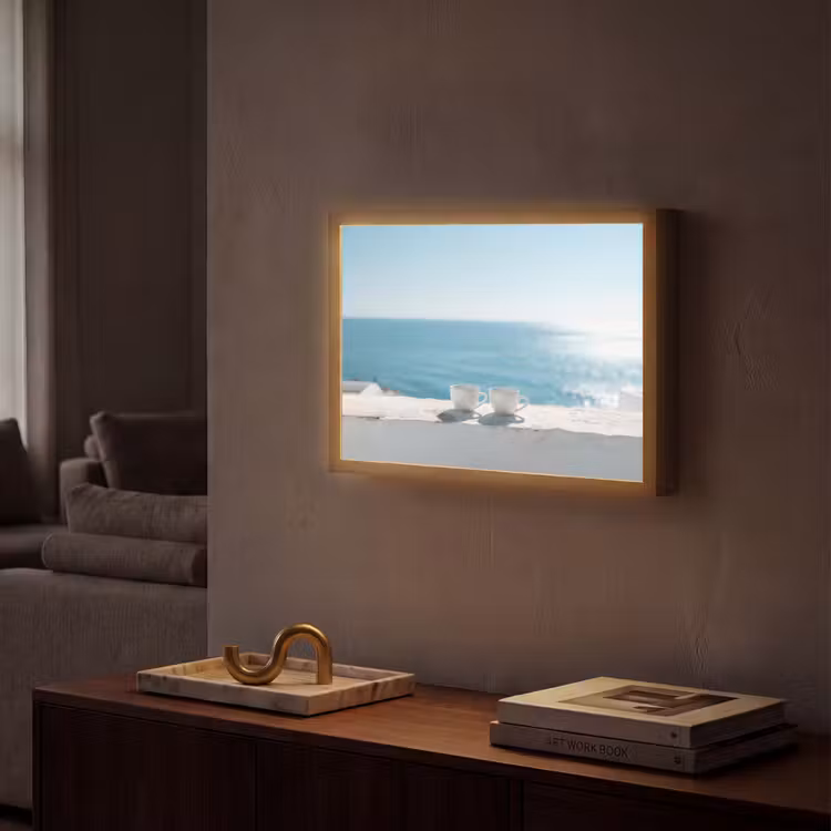 Zee - Koffiekopjes - Zomers Light Box met batterij (Wandlamp) middel -sfeer1
