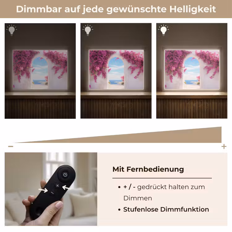 Zee - Roze - Bloemen - Poort Light Box met batterij (Wandlamp) middel -USP_dimbaarDE