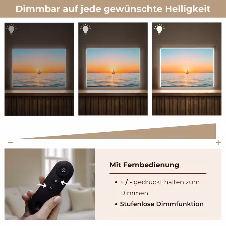 Zee - Zeilboot - Zonsondergang Light Box met batterij (Wandlamp) middel -USP_dimbaarDE