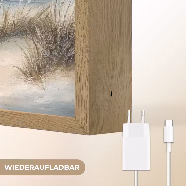 Zee - Zeilboot - Strand - Duinen - Vintage Light Box met batterij (Wandlamp) middel -USP_websiteoplaadbaarDE