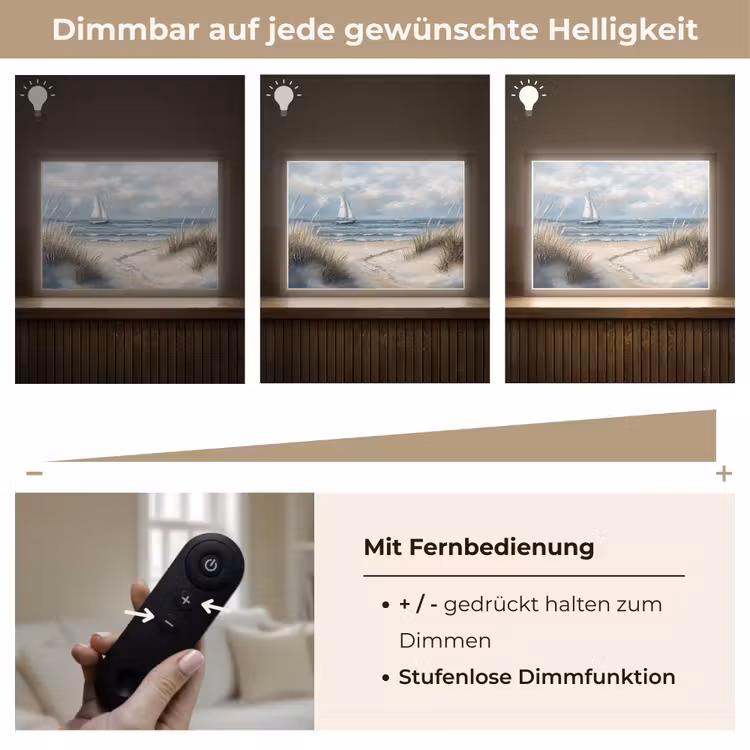 Zee - Zeilboot - Strand - Duinen - Vintage Light Box met batterij (Wandlamp) middel -USP_dimbaarDE