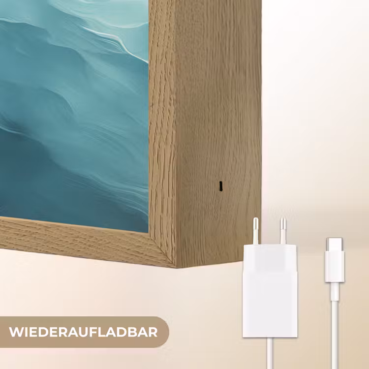 Zee - Silhouet - Abstract - Blauw Light Box met batterij (Wandlamp) middel -USP_websiteoplaadbaarDE