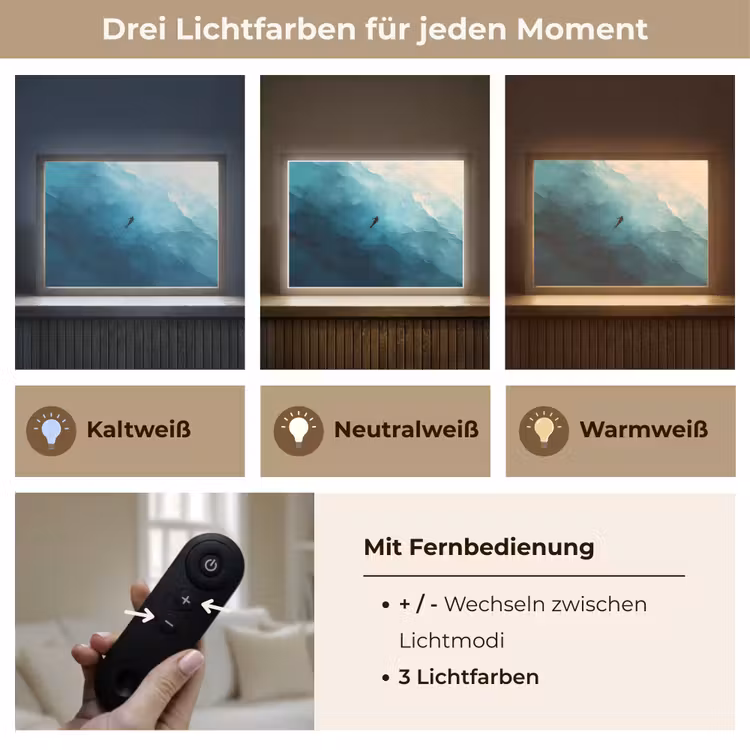 Zee - Silhouet - Abstract - Blauw Light Box met batterij (Wandlamp) middel -USP_lichtkleurDE