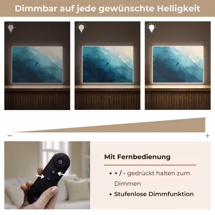 Zee - Silhouet - Abstract - Blauw Light Box met batterij (Wandlamp) middel -USP_dimbaarDE