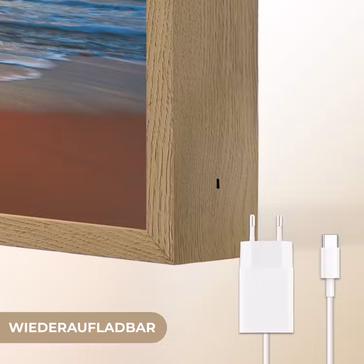 Zee - Zonsondergang - Strand - Wolken - Oranje Light Box met batterij (Wandlamp) middel -USP_websiteoplaadbaarDE