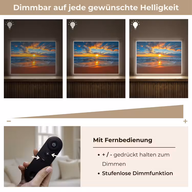 Zee - Zonsondergang - Strand - Wolken - Oranje Light Box met batterij (Wandlamp) middel -USP_dimbaarDE