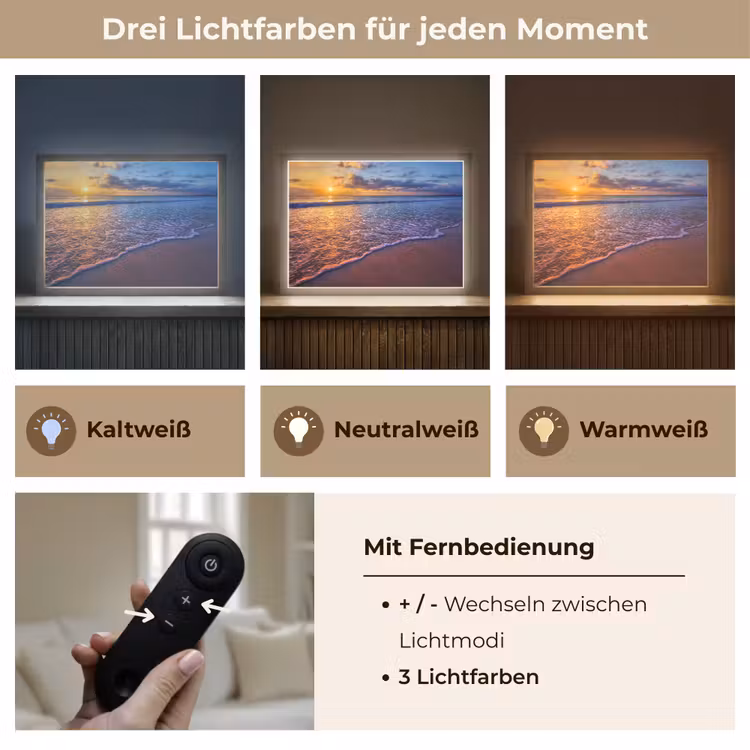 Zee - Strand - Zonsondergang - Wolken - Horizon Light Box met batterij (Wandlamp) middel -USP_lichtkleurDE