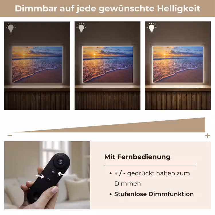Zee - Strand - Zonsondergang - Wolken - Horizon Light Box met batterij (Wandlamp) middel -USP_dimbaarDE