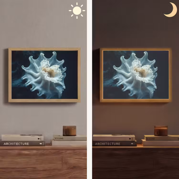 Zeewezen - Wit - Golven - Water Light Box met batterij (Wandlamp) middel -sfeer3