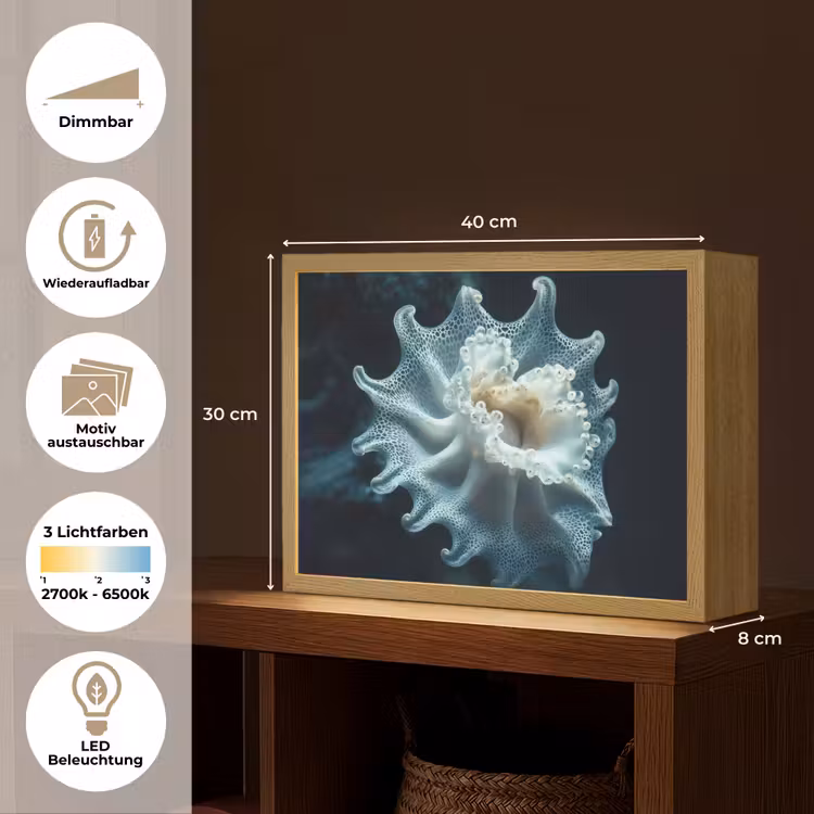 Zeewezen - Wit - Golven - Water Light Box met batterij (Wandlamp) middel -USP_websiteoverzichtDE