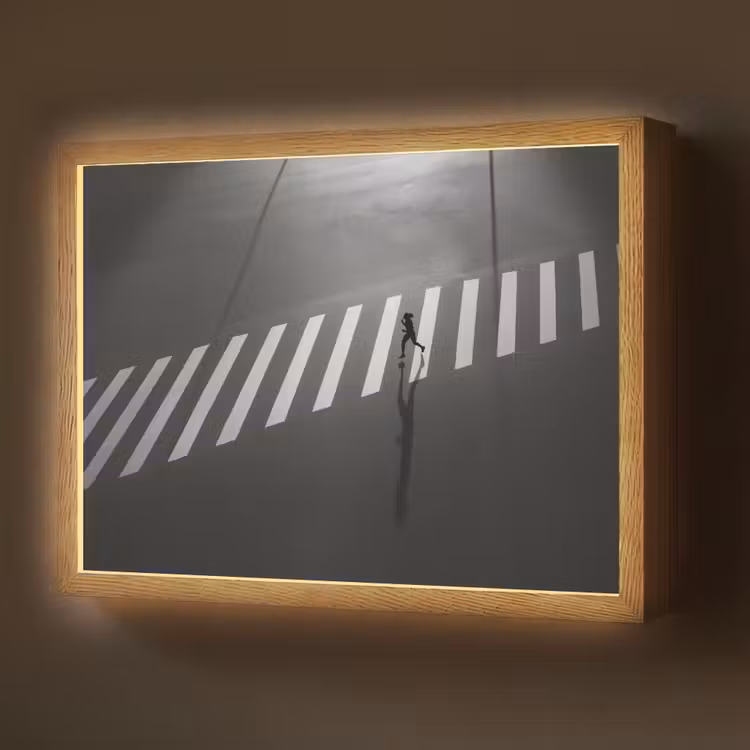 Zeebrapad - Hardloper - Zwart - Wit Light Box met batterij (Wandlamp) middel -z3d_website