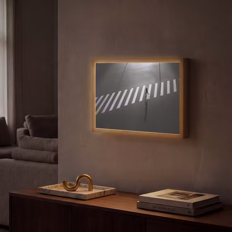 Zeebrapad - Hardloper - Zwart - Wit Light Box met batterij (Wandlamp) middel -sfeer1