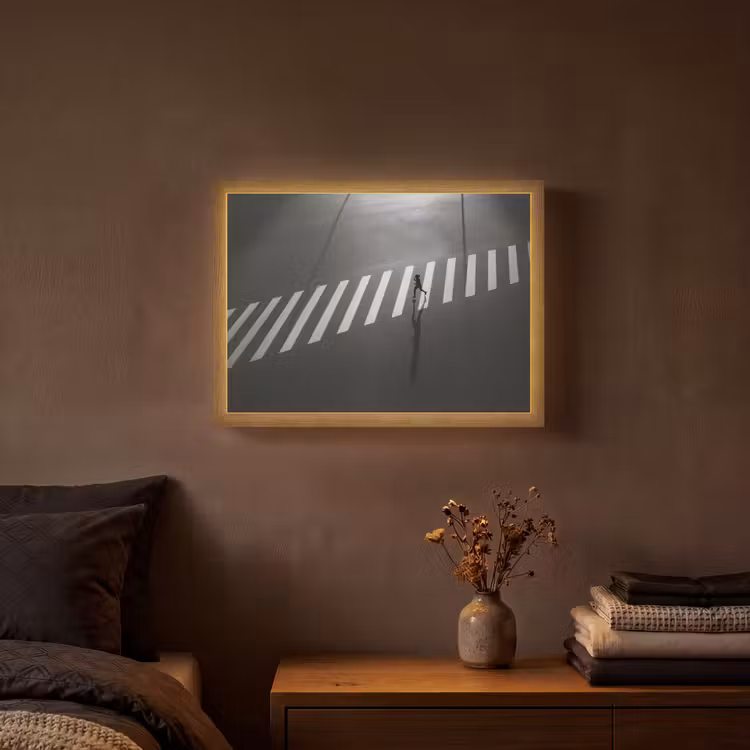 Zeebrapad - Hardloper - Zwart - Wit Light Box met batterij (Wandlamp) middel -sfeer4