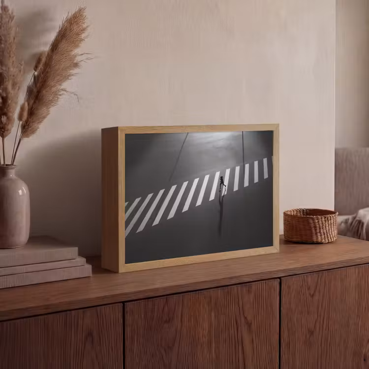 Zeebrapad - Hardloper - Zwart - Wit Light Box met batterij (Wandlamp) middel -sfeer2