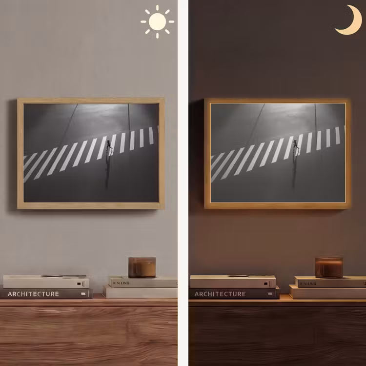 Zeebrapad - Hardloper - Zwart - Wit Light Box met batterij (Wandlamp) middel -sfeer3