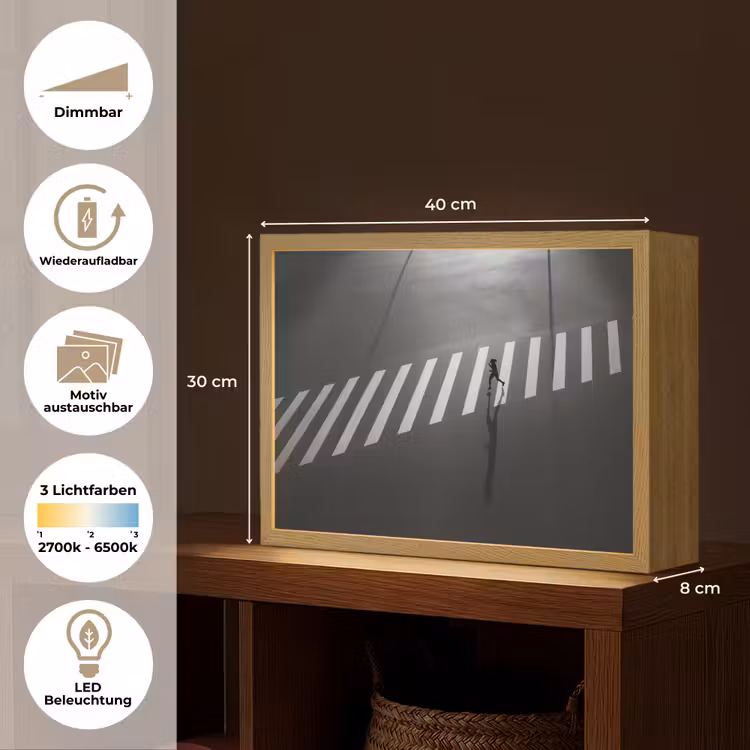 Zeebrapad - Hardloper - Zwart - Wit Light Box met batterij (Wandlamp) middel -USP_websiteoverzichtDE