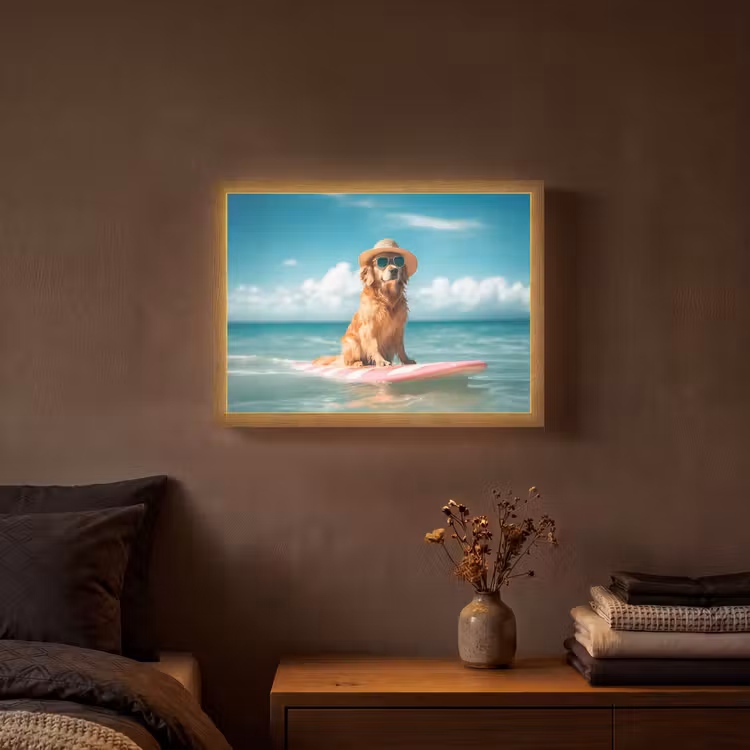 Zeewater - Hond - Golden retriever - Zonnebril Light Box met batterij (Wandlamp) middel -sfeer4