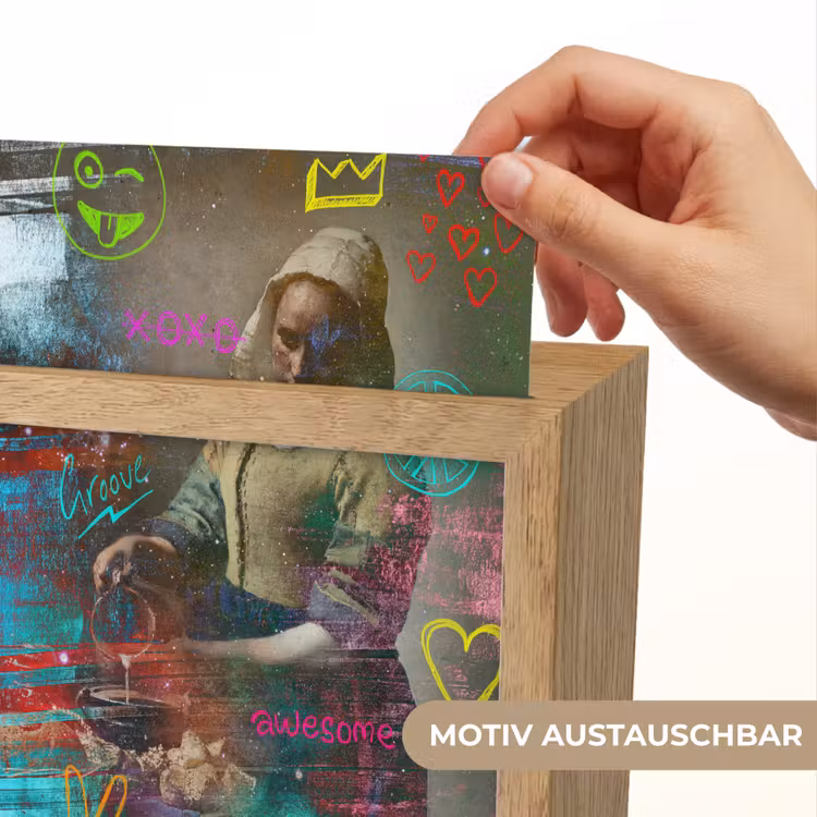 Melkmeisje - Johannes Vermeer - Graffiti Light Box met kabel (Wandlamp) klein -USP_websiteprintDE
