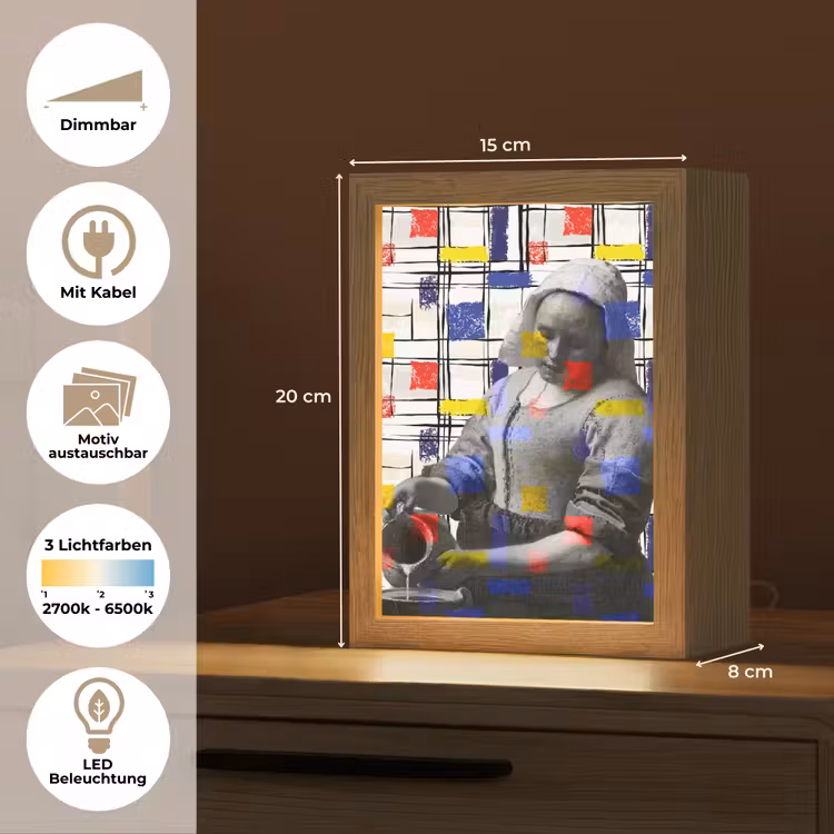 Melkmeisje - Mondriaan - Collage Light Box met kabel (Wandlamp) klein -USP_websiteoverzichtDE